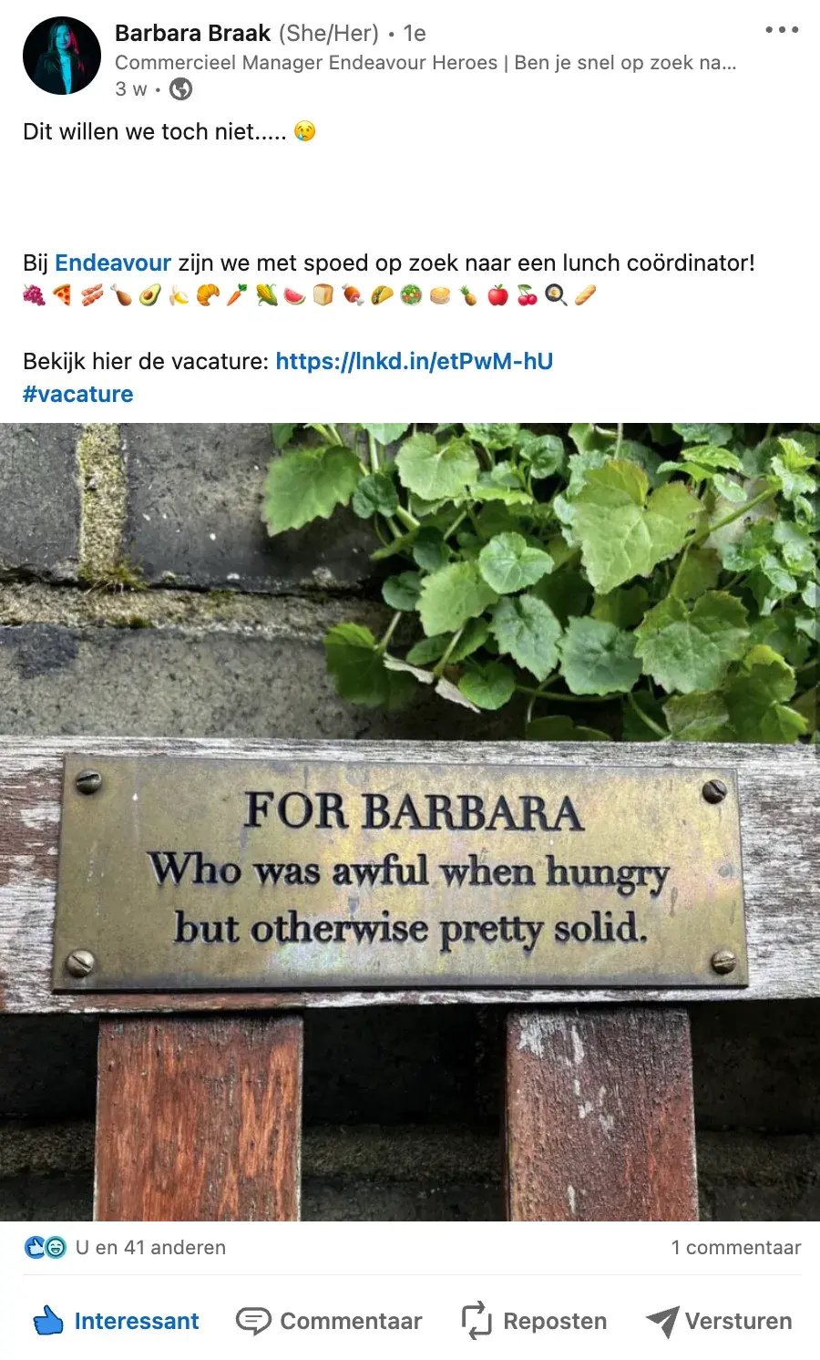 Voorbeeld foto van een LinkedIn post
